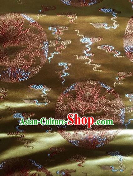 Asian Chinese Classical Dragon Pattern Design Golden Silk Fabric Traditional Nanjing Brocade Material