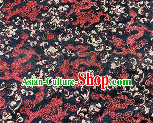 Asian Chinese Classical Dragon Pattern Design Black Brocade Fabric Traditional Silk Material
