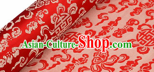 Asian Chinese Classical Lucky Knot Pattern Design Red Brocade Fabric Traditional Silk Material