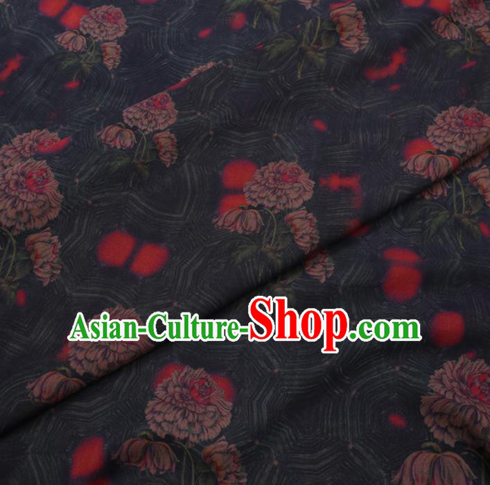 Chinese Cheongsam Classical Flowers Pattern Design Atrovirens Watered Gauze Fabric Asian Traditional Silk Material