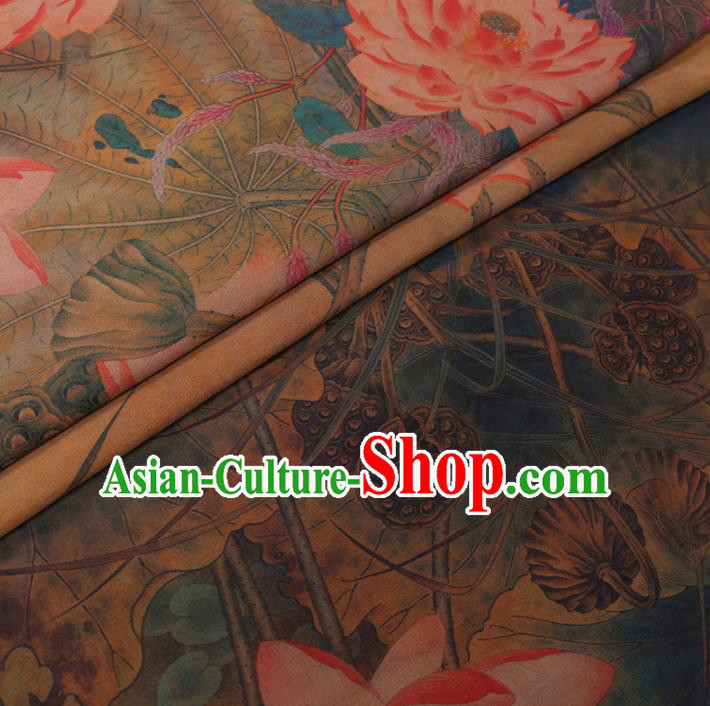 Chinese Cheongsam Classical Lotus Pattern Design Watered Gauze Fabric Asian Traditional Silk Material