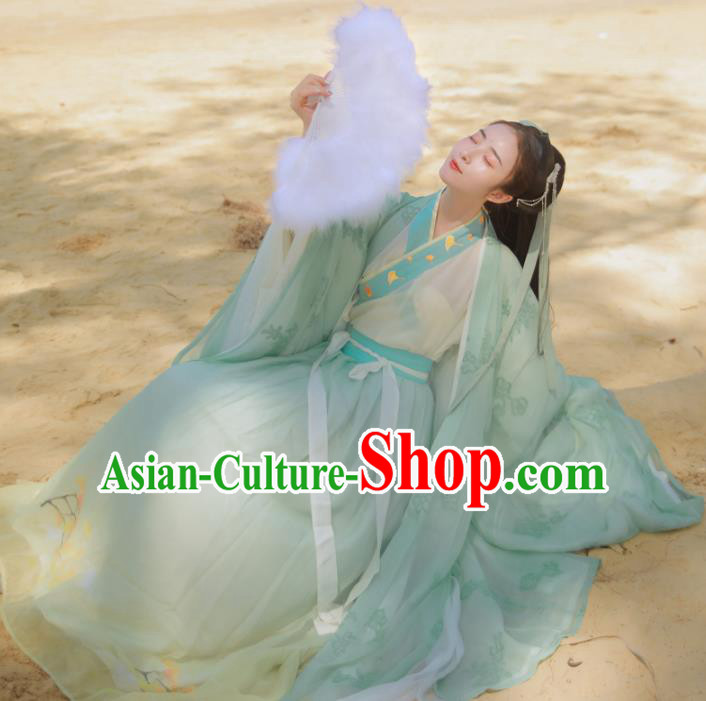 Chinese Ancient Royal Princess Embroidered Dress Traditional Jin Dynasty Female Scholar Costumes for Women