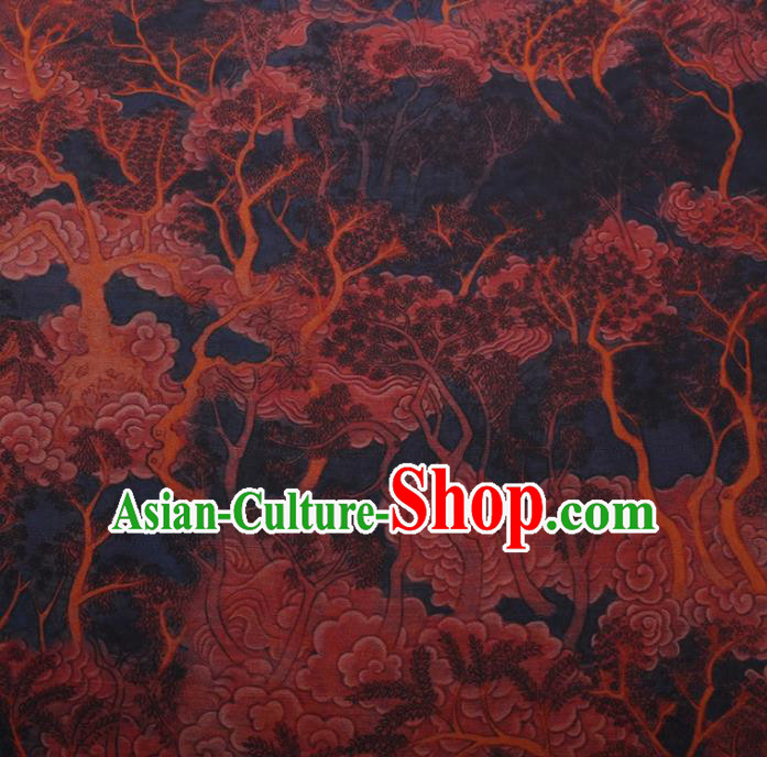 Chinese Cheongsam Classical Clouds Pattern Design Deep Blue Watered Gauze Fabric Asian Traditional Silk Material