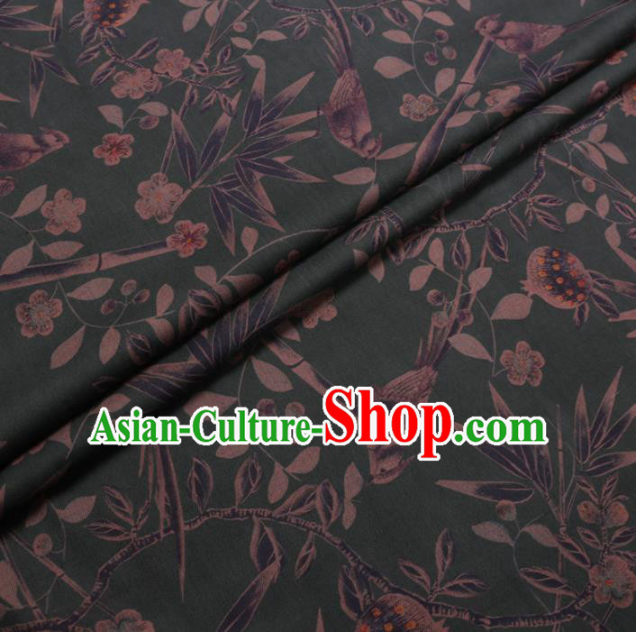 Chinese Cheongsam Classical Plum Blossom Pattern Design Green Watered Gauze Fabric Asian Traditional Silk Material