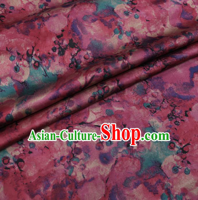 Chinese Cheongsam Classical Hawthorn Pattern Design Wine Red Watered Gauze Fabric Asian Traditional Silk Material