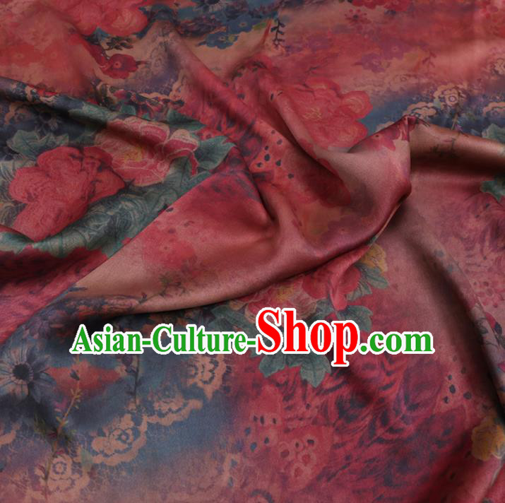 Chinese Cheongsam Classical Pattern Design Purplish Red Watered Gauze Fabric Asian Traditional Silk Material