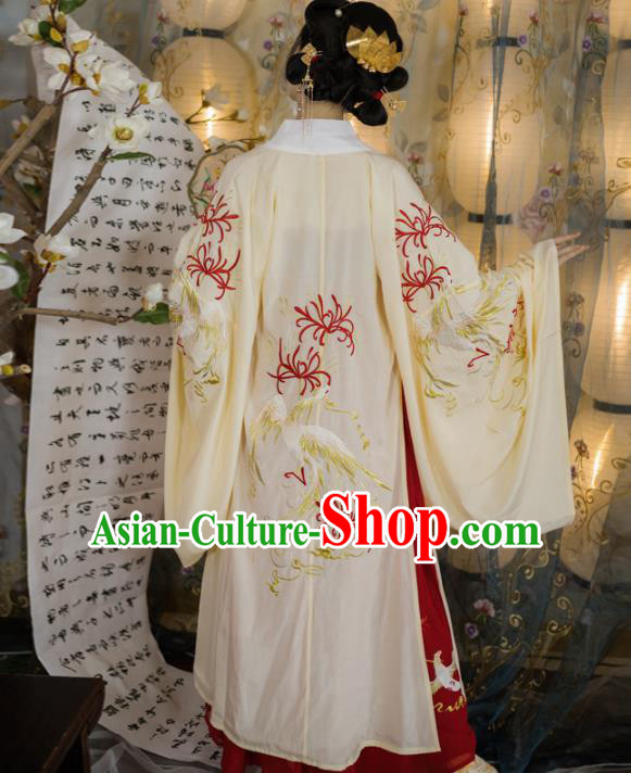 Chinese Ancient Princess Embroidered Red Dress Traditional Tang Dynasty Nobility Lady Costumes for Women