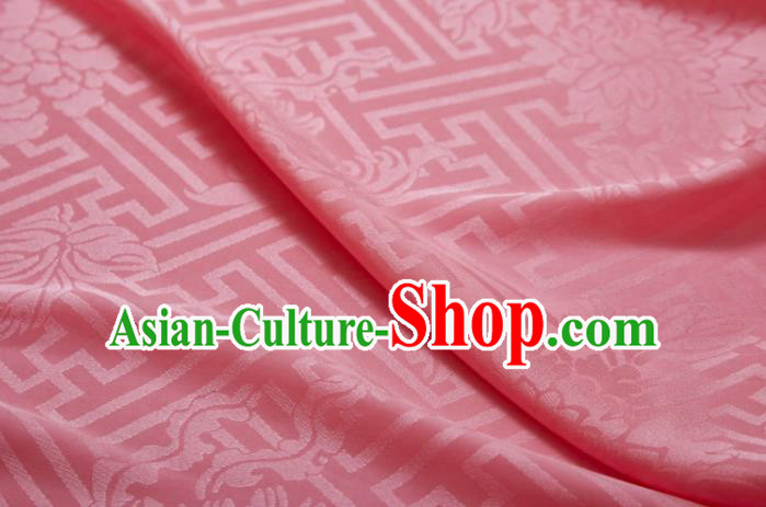Chinese Classical Chrysanthemum Peony Pattern Design Pink Mulberry Silk Fabric Asian Traditional Cheongsam Silk Material