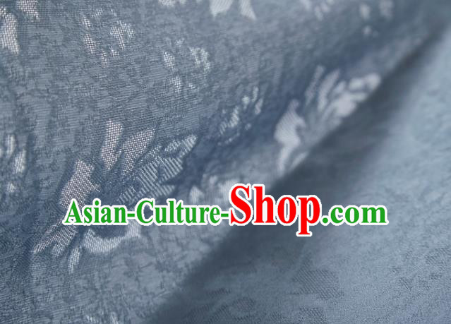 Chinese Classical Lotus Pattern Design Grey Blue Mulberry Silk Fabric Asian Traditional Cheongsam Silk Material