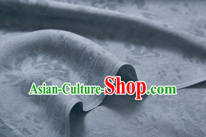 Chinese Classical Lotus Pattern Design Grey Blue Mulberry Silk Fabric Asian Traditional Cheongsam Silk Material