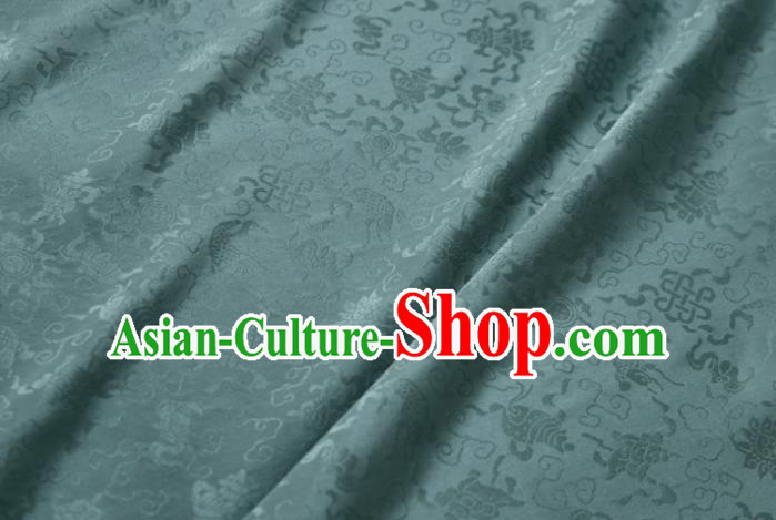 Chinese Classical Fukurokuju Pattern Design Light Green Mulberry Silk Fabric Asian Traditional Cheongsam Silk Material