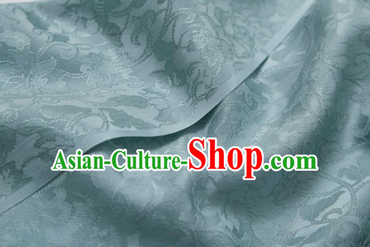 Chinese Classical Twine Lotus Pattern Design Light Blue Mulberry Silk Fabric Asian Traditional Cheongsam Silk Material