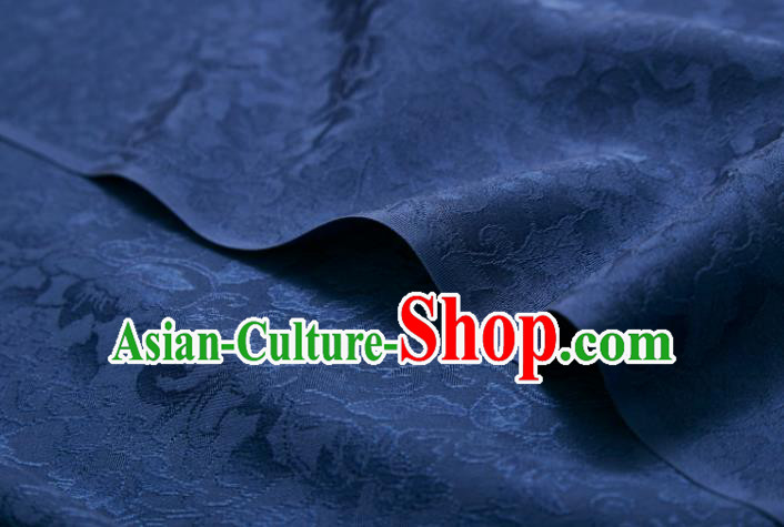 Chinese Classical Twine Lotus Pattern Design Navy Mulberry Silk Fabric Asian Traditional Cheongsam Silk Material