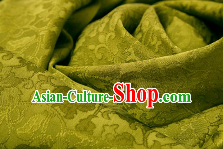 Chinese Classical Twine Flowers Pattern Design Olive Green Mulberry Silk Fabric Asian Traditional Cheongsam Silk Material