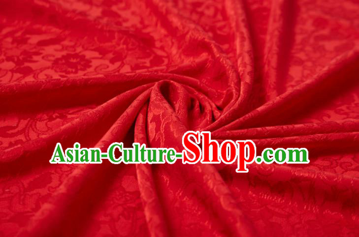 Chinese Classical Twine Flowers Pattern Design Red Mulberry Silk Fabric Asian Traditional Cheongsam Silk Material