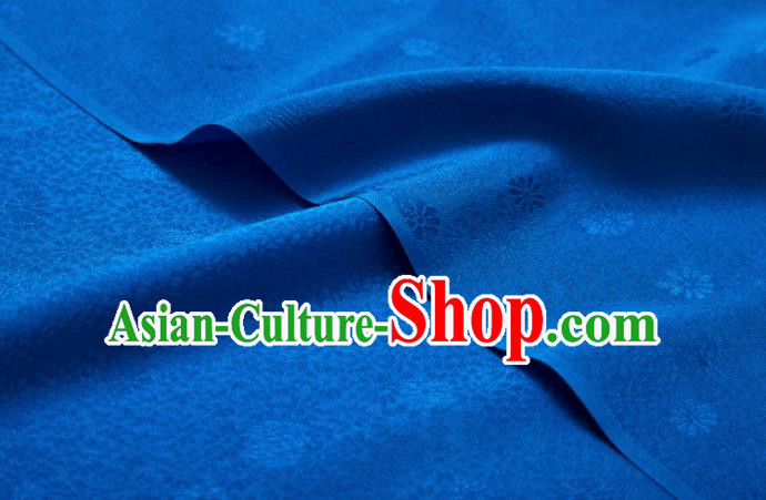 Chinese Classical Daisy Pattern Design Blue Brocade Fabric Asian Traditional Cheongsam Silk Material