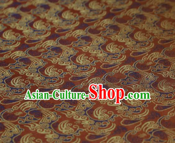 Japanese Kimono Classical Pattern Design Rust Red Brocade Fabric Asian Traditional Silk Material