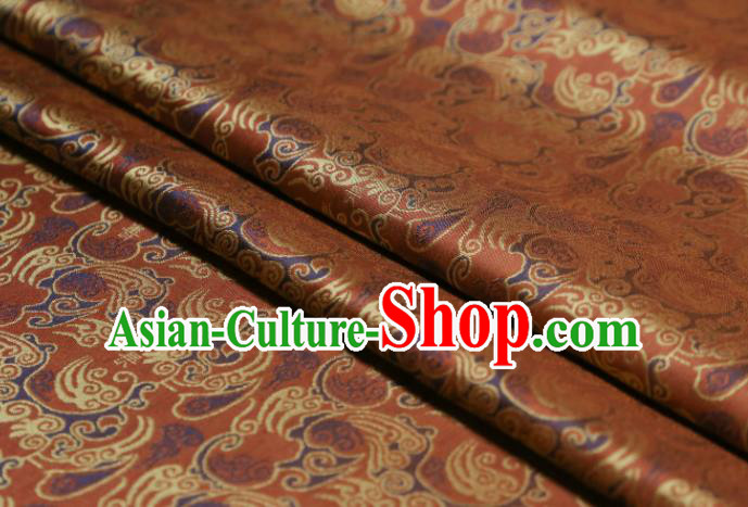 Japanese Kimono Classical Pattern Design Rust Red Brocade Fabric Asian Traditional Silk Material