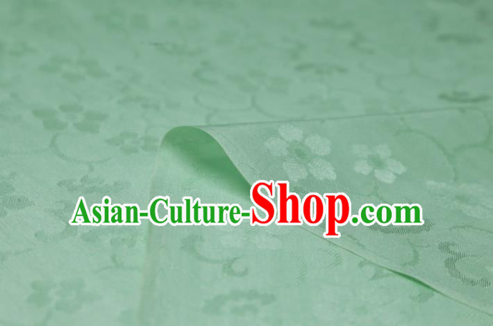 Chinese Classical Plum Pattern Design Green Mulberry Silk Fabric Asian Traditional Cheongsam Silk Material