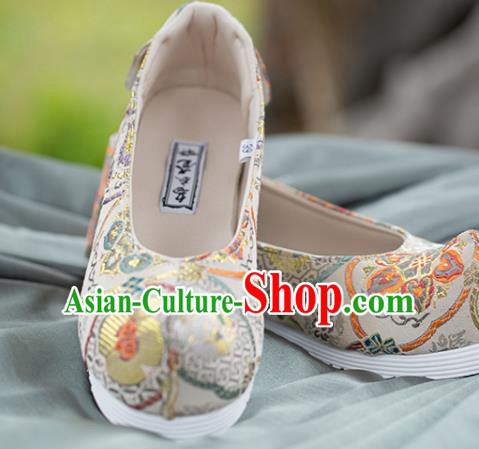 Chinese Traditional Beige Brocade Shoes Opera Shoes Hanfu Shoes Wedding Shoes for Women