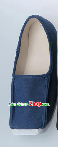 Chinese Traditional Ming Dynasty Taoist Navy Shoes Handmade Hanfu Shoes Ancient Scholar Shoes for Men