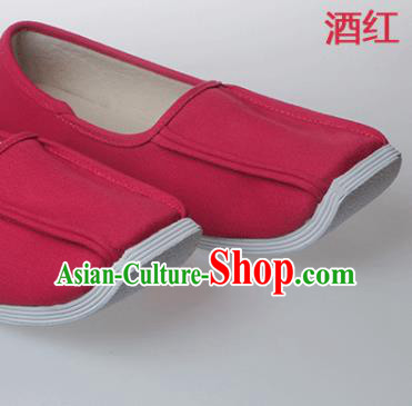 Chinese Traditional Ming Dynasty Taoist Wine Red Shoes Handmade Hanfu Shoes Ancient Scholar Shoes for Men
