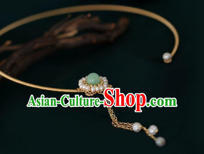 Chinese Traditional Ming Dynasty Precious Stones Pearls Necklace Handmade Ancient Princess Necklet Accessories for Women