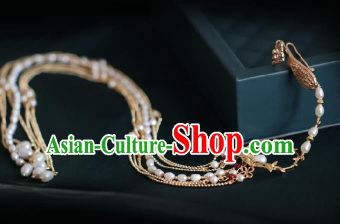 Chinese Traditional Ming Dynasty Waist Accessories Handmade Ancient Princess Pearls Tassel Pendant for Women