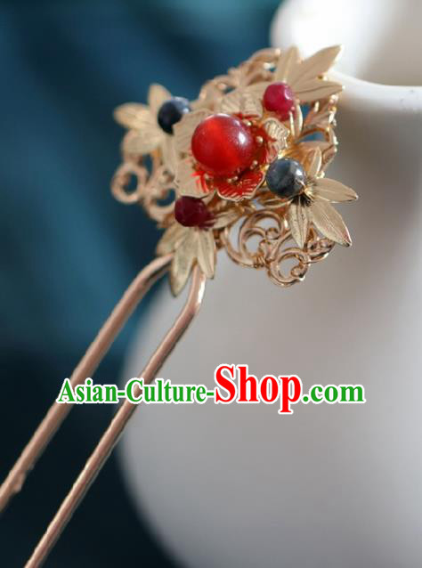 Chinese Handmade Ming Dynasty Princess Golden Hairpins Ancient Hanfu Hair Accessories for Women