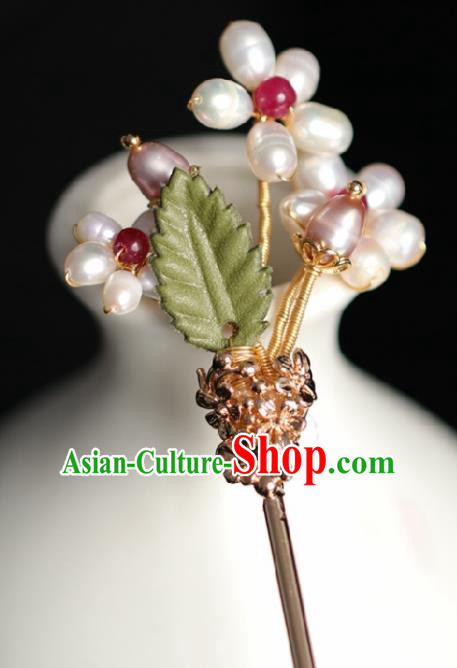 Chinese Handmade Ming Dynasty Princess Pearls Hairpins Ancient Hanfu Hair Accessories for Women