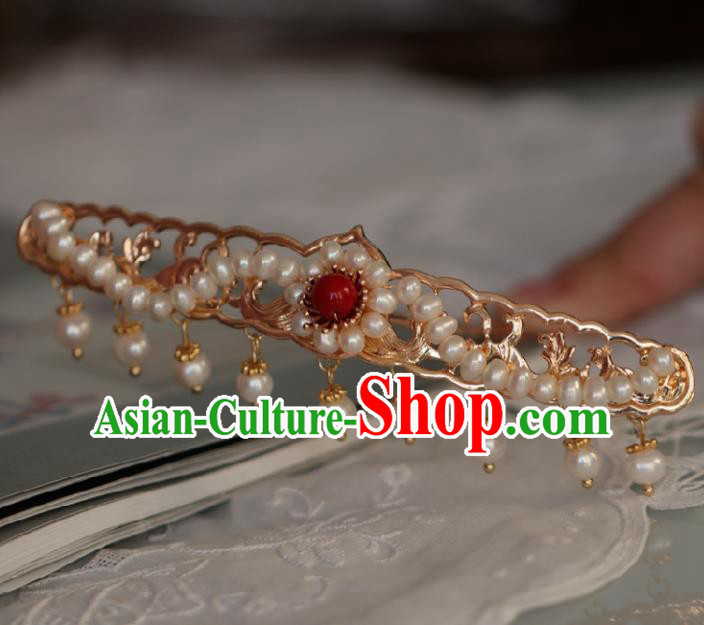 Chinese Handmade Ming Dynasty Queen Pearls Hairpins Ancient Hanfu Hair Accessories for Women