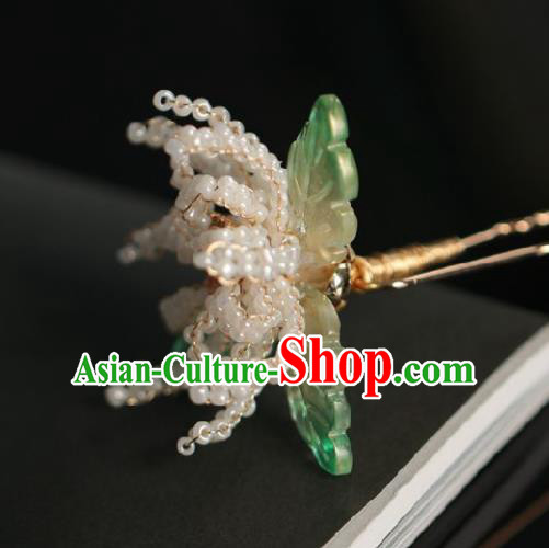 Chinese Handmade Ming Dynasty Queen White Beads Hairpins Ancient Hanfu Hair Accessories for Women