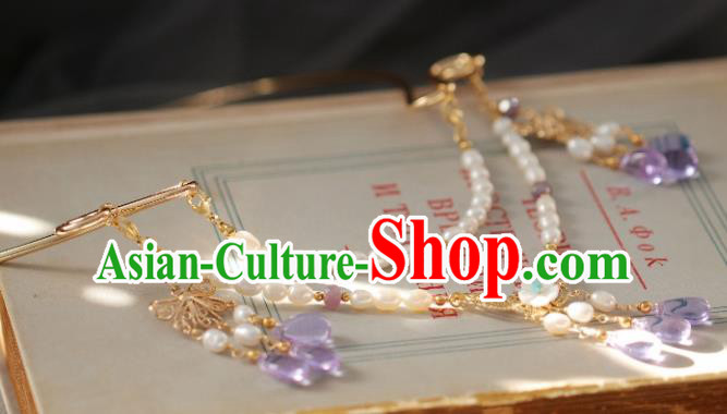 Chinese Traditional Ming Dynasty Pearls Butterfly Necklace Accessories Handmade Ancient Princess Necklet for Women