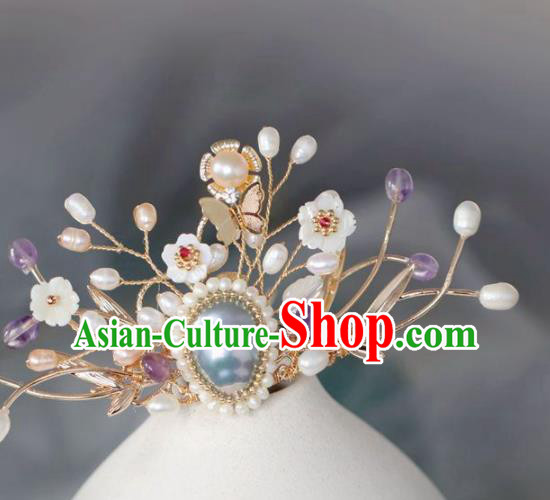 Chinese Handmade Ming Dynasty Princess Hair Crown Hairpins Ancient Hanfu Hair Accessories for Women
