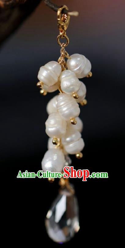 Chinese Traditional Ming Dynasty Pearls Tassel Pendant Handmade Ancient Princess Jewelry Accessories for Women