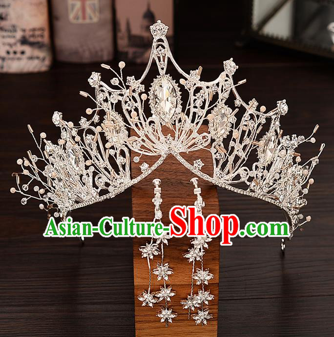Top Handmade Princess Crystal Royal Crown Wedding Bride Hair Accessories for Women