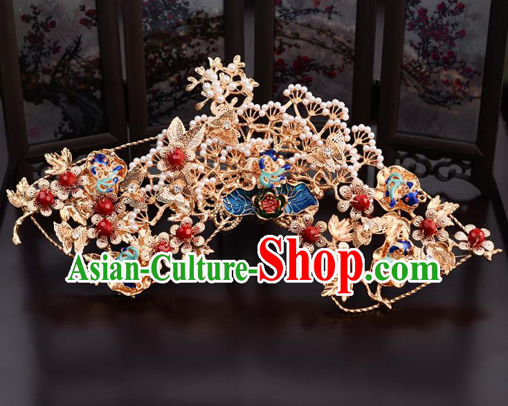 Chinese Traditional Wedding Pine Hair Comb Hairpins Handmade Bride Hair Accessories for Women