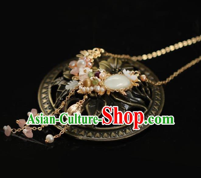Chinese Traditional Ming Dynasty Tassel Necklace Handmade Ancient Princess Necklet Accessories for Women