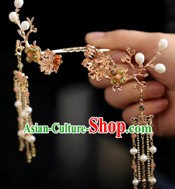 Chinese Handmade Princess Hair Comb Tassel Hairpins Ancient Hanfu Hair Accessories for Women
