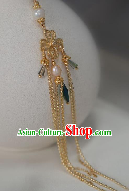Chinese Traditional Ming Dynasty Golden Tassel Pendant Handmade Ancient Princess Jewelry Accessories for Women