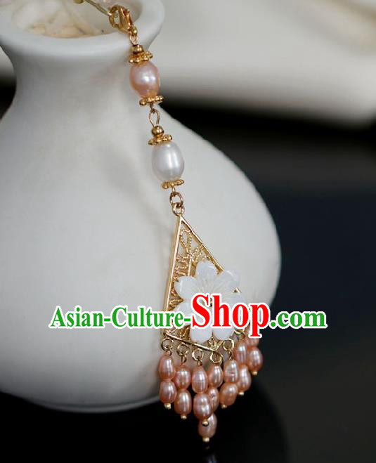 Chinese Traditional Ming Dynasty Pink Pearls Pendant Handmade Ancient Princess Jewelry Accessories for Women