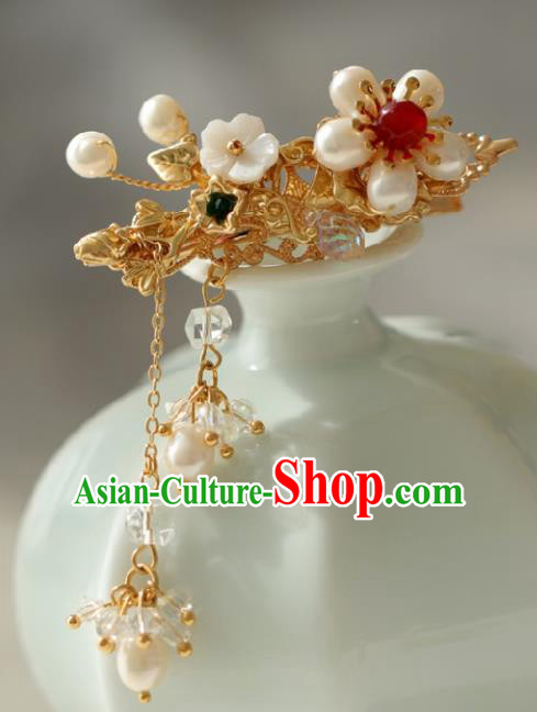 Chinese Handmade Ming Dynasty Princess Pearls Hair Claw Hairpins Ancient Hanfu Hair Accessories for Women