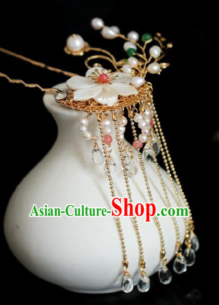 Chinese Handmade Ming Dynasty Princess Golden Tassel Hairpins Ancient Hanfu Hair Accessories for Women