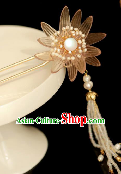 Chinese Handmade Tang Dynasty Princess Pink Lotus Hairpins Ancient Hanfu Hair Accessories for Women