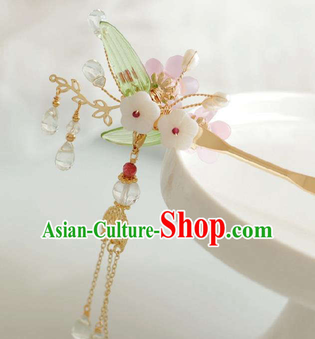 Chinese Handmade Tang Dynasty Princess Pink Plum Blossom Hairpins Ancient Hanfu Hair Accessories for Women