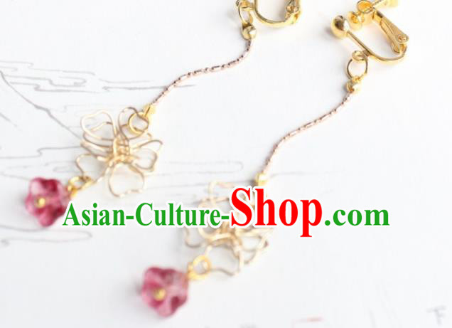 Chinese Traditional Hanfu Golden Earrings Handmade Ancient Princess Ear Accessories for Women