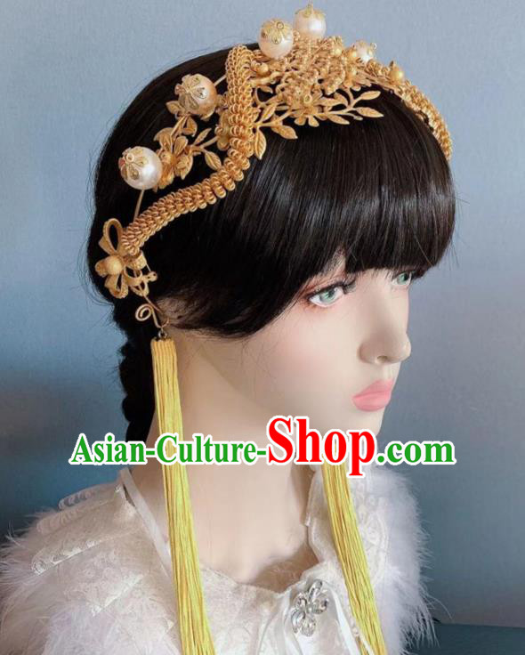 Chinese Handmade Classical Golden Hair Clasp Ancient Hanfu Hair Accessories for Women