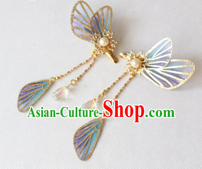 Chinese Handmade Ming Dynasty Princess Butterfly Hairpins Ancient Hanfu Hair Accessories for Women