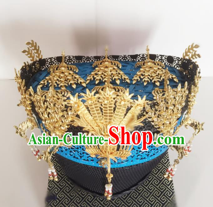 Chinese Handmade Qing Dynasty Court Queen Tassel Hat Phoenix Coronet Hat Ancient Empress Hair Accessories for Women