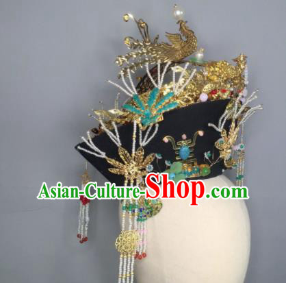 Chinese Handmade Qing Dynasty Queen Hat Phoenix Coronet Ancient Empress Hair Accessories for Women